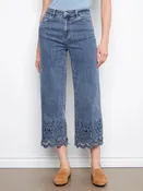 Charlie B Eyelet Hem Wide Leg Stretch Denim Jeans