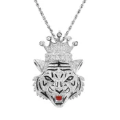 10k Gold Diamond Tiger Pendant 0.69 Ctw
