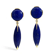 Round and Marquise Lapis Drop Earrings