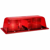 Compact Quad-Flash Mini Strobe Lightbar w/ 2 360° Heads and Double V-Mirror – 12-24V, 84FPM (Red)