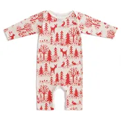 For the Love of Winter Water Factory - Long-Sleeve Romper - Winter Scenic Red