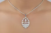 Large Bamboo Guam Seal Pendant Sterling Silver Rhodium Plated