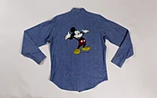 1970s Kennington Mickey Mouse Chambray Mandarin Collar Shirt — TRASH
