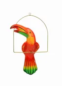 Ceramic Hanging Toucan with Perch-21 Inches High, Multi-Color, Hand Painted