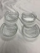 Lot Of 4 Four Crescent Shaped Cut Glass Bowls Dishes