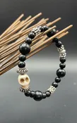 Black onyx with white skull and sterling silver