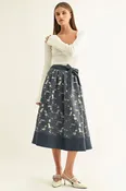 Adelyn Rae Crissa Jacquard Chambray Contrast Midi Skirt