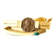 Buck Deerskin Leather Wrap Penny Bracelet