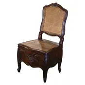18th Century French Louis XV Carved Walnut and Cane” Potty” Chair