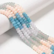 01-Multi-color Dyed Jade Smooth Rondelle Beads Size 5x8mm 15.3'' Strand
