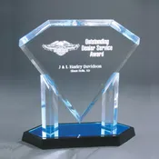 12" Inch Blue Floating Acrylic Diamond Trophy
