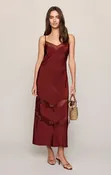 Bruna Lace Inset Midi Dress - Velvet Rouge