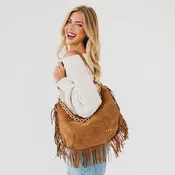 Loretta Suede Fringe Slouchy Bag