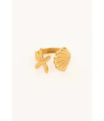 Batela USA Inc Shell And Starfish Adjustable Ring Alloy Gold 0.7