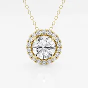 0.60- 2.32 Total Carat Weight  Round Lab Grown Diamond Halo Pendant with Adjustable Chain