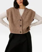 Alpaca Button Down Vest - Dark Fawn