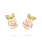 Angel Skin Coral & Diamond Rosebud Clip Earrings
