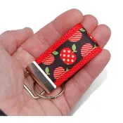 Apple Keychain – Red Polka Dot & Stripe Apple Wristlet or Mini Key Fob