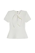 CREPE KNIT CRAVAT TOP - CREAM