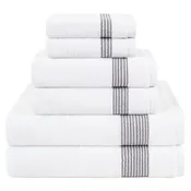 American Soft Linen Pleated Collection 100% Combed Cotton Luxury 6 Piece Towel Set, Zero Twist Ultra Soft and Plush 460 GSM Towels for Bathroom