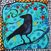 1.75″ Ceramic Tile Magnet – Raven