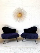 Asymmetrical Abstract Grosfeld House Lounge Chair Pair — Flux Modern