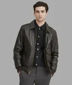 Chris Big & Tall Leather Bomber Jacket