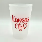20 oz Frosted Stadium Cup Kansas City with Heart RED Imprint