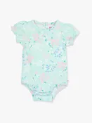 Baby Girls Mint Meadow Knit Puff Short Sleeve Bodysuit