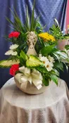 LIGHTED ANGEL DISH GARDEN ARRANGEMENT W/FRESH