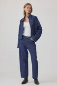 Mally Navy Barrel-Leg Jeans