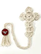 Confirmation Crochet Cross Bookmark w/Red Holy Spirit Medal