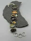 •AGNI MANITITE - MULTI-STONE• linked silver bracelet (7" - 8.5")