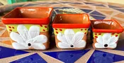 Hand Painted Square Planters Set of 3