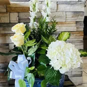Luxurious Dish Garden with added flowers.