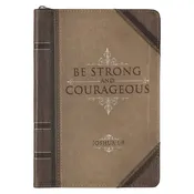 Be Strong and Courageous Faux Leather Journal with Zipper