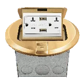 6" Round Pop-Up Floor/Counter Top Box | 20A Decorator Receptacle With 2.1A Dual USB-A Charger | Tamper Resistant | Enerlites 961501-C/S-USB