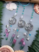 Beach Sunset -Crescent Moon & Palm Tree Car Charm