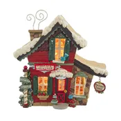 10.5" Light Up Snow Town Santa Workshop Table Piece