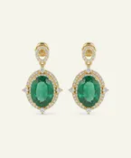Aanika V. Emerald & Diamond Double Halo Drop - 0.35 Ct. T.W.