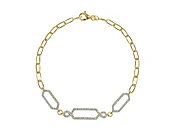 14K Yellow Gold Diamond Geometric Link Paperclip Bracelet — Zoland