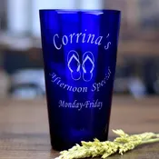 Arced Text Blue Pint Glass