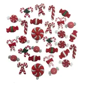 Candy Cane & Peppermint Christmas Buttons – Assorted Holiday Craft & Sewing Embellishments