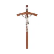 10" Walnut Wood Cross with Fine Pewter Papal Corpus