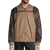 Brown Double Shaded Bomber Style Men Leather Jacket
