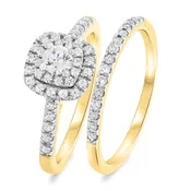 Analiese 5/8 Carat T.W. Diamond Round Solitaire Bridal Set 10K Yellow Gold
