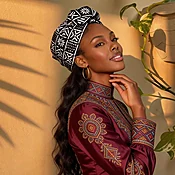 African Headwrap - Black and White
