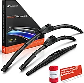 A-Premium 26"+16"+14" Windshield Wiper Blades Compatible with Nissan LEAF 2018-2024 &amp; Mazda CX-30 2020-2024 - Front Rear Wipers Blade Set, Hook/RL3 Arm, with Wear Indicator &amp; Towel (Pack of 3)