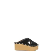 *Isabel Marant Zipla Suede Stud Detail Wood Platform Wedge Clog Slide Sandals, Size 39