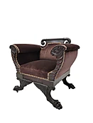 American Empire Mahogany Lounge Chair Newly Reupholstered